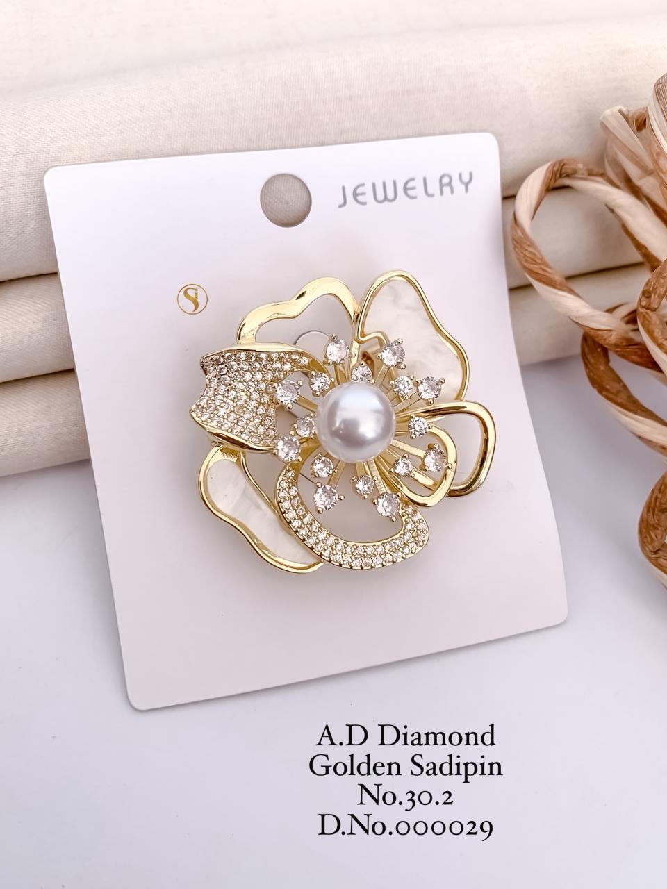A.D.Diamond Golden Saree Pin