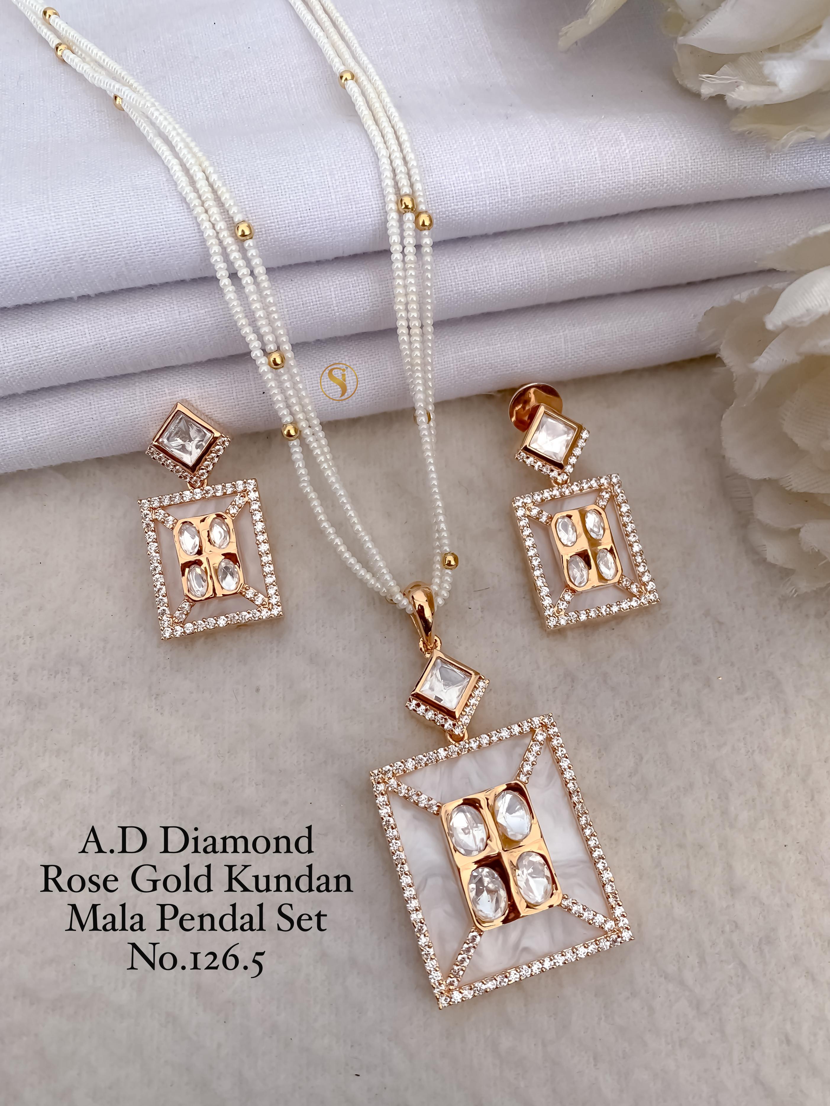 A.D.Diamond Rose Gold Kundan Mala Pendal Set
