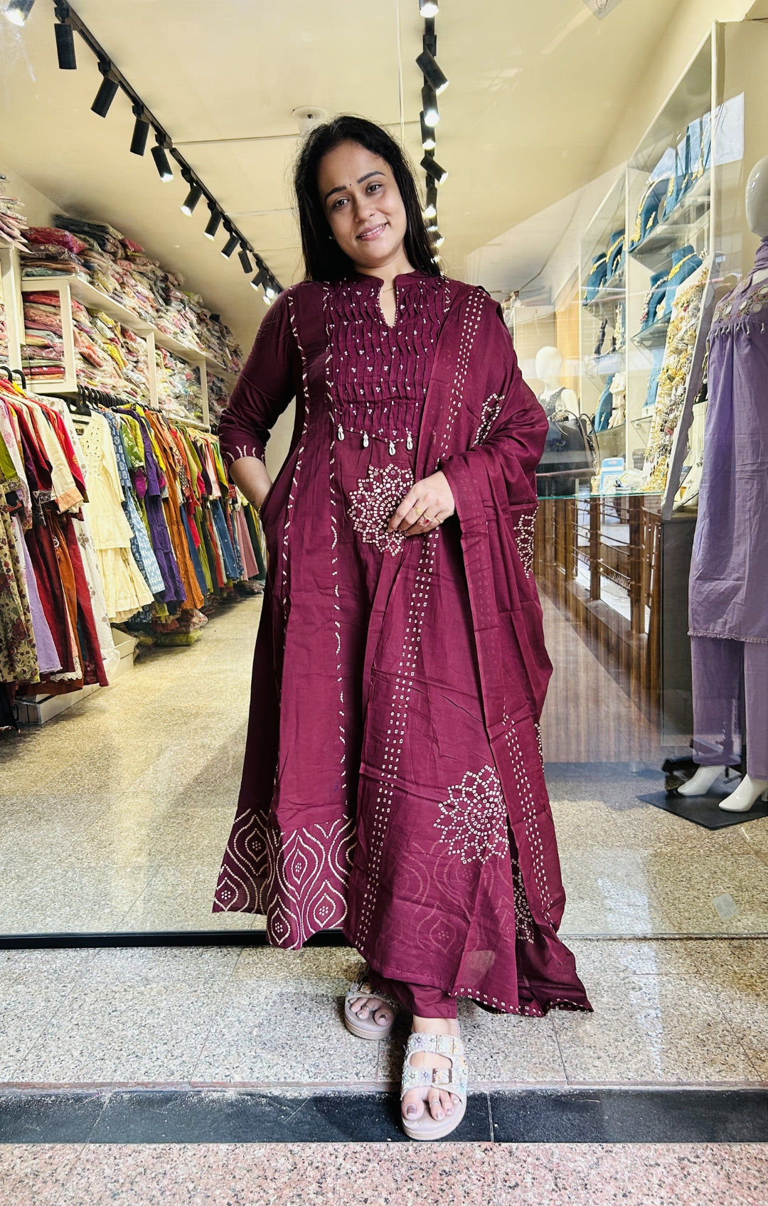 Bandhni Mul Cotton Suit