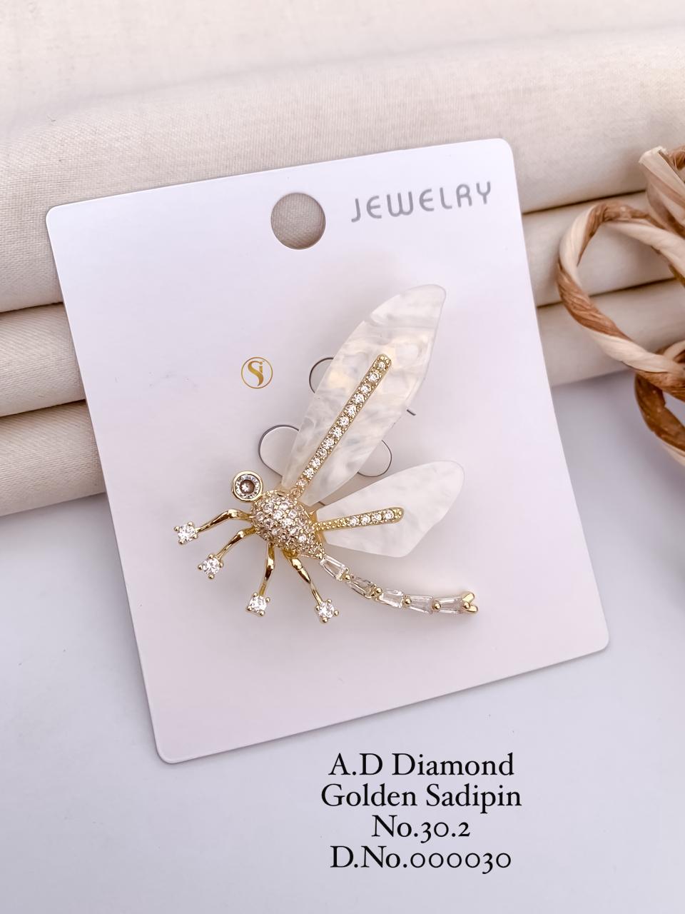 A.D Diamond Golden Saree Pin
