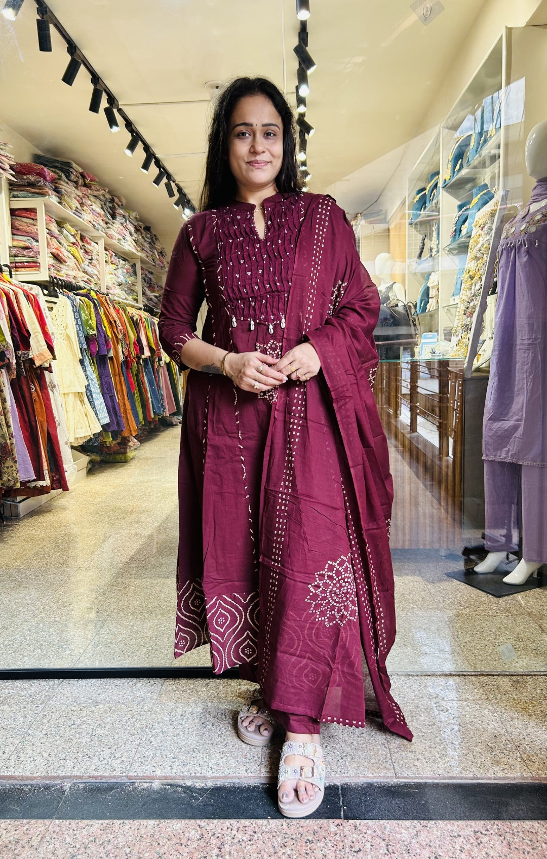 Bandhni Mul Cotton Suit