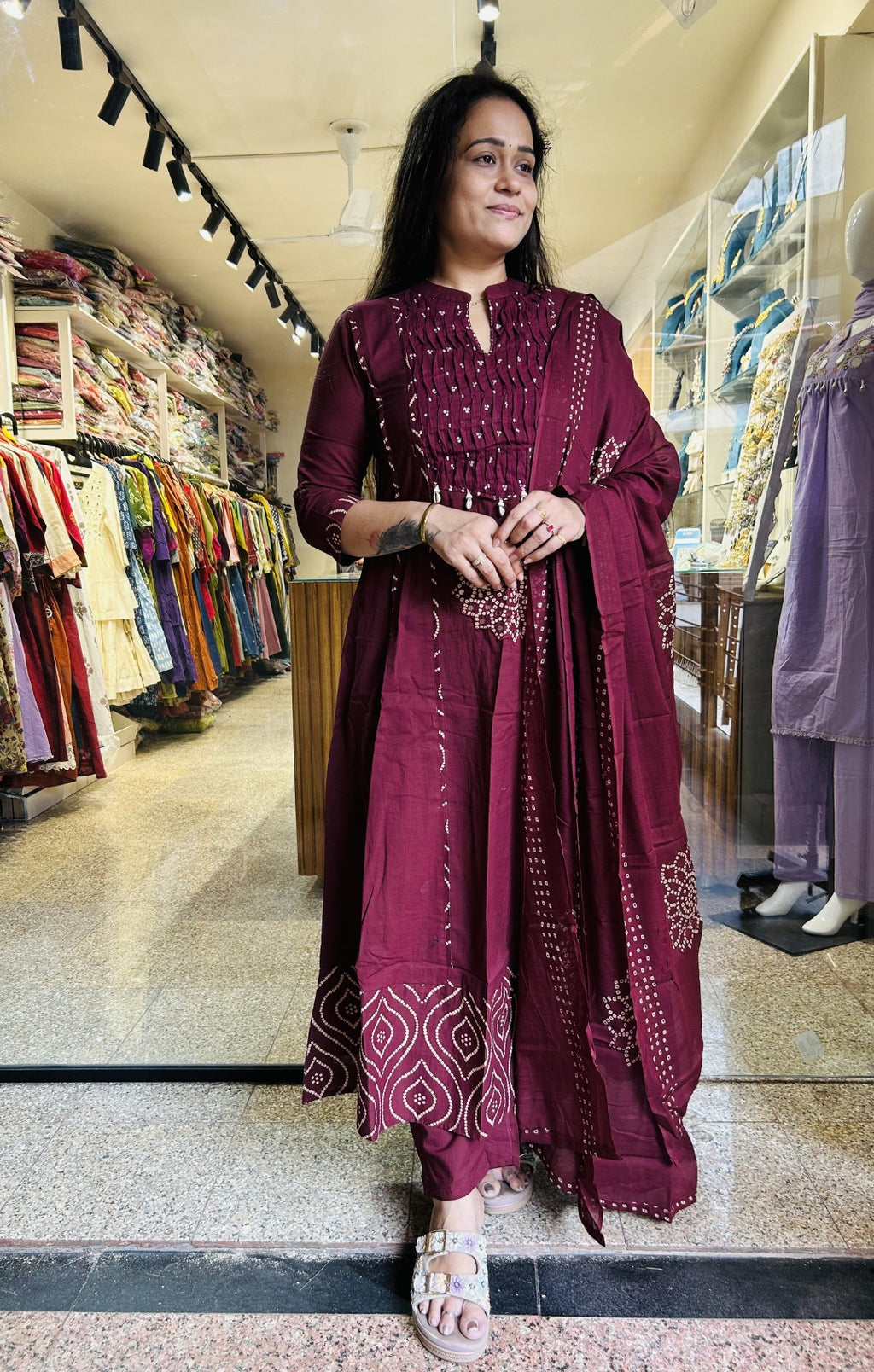 Bandhni Mul Cotton Suit