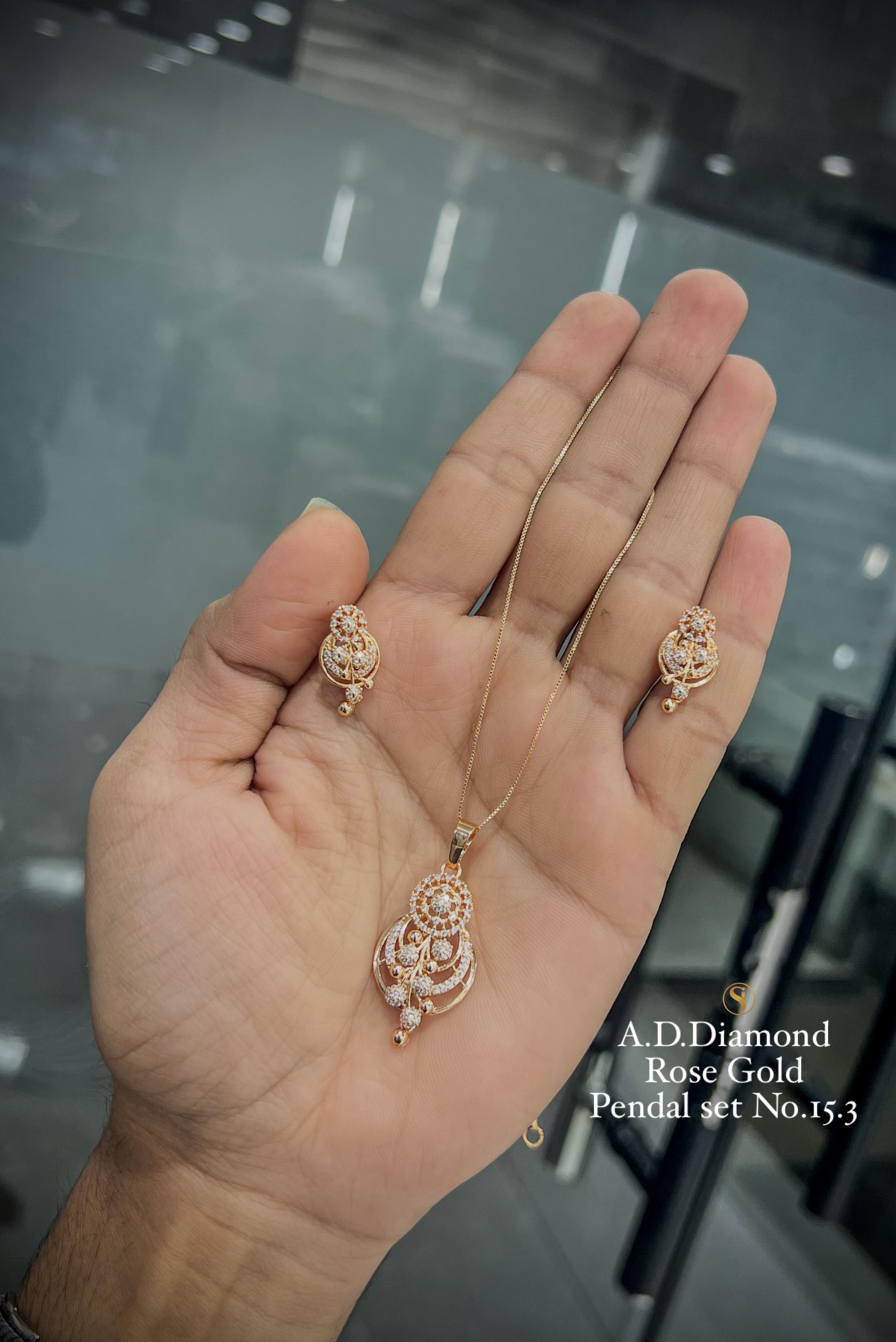 A.D.Diamond Rose Gold Pendal Set