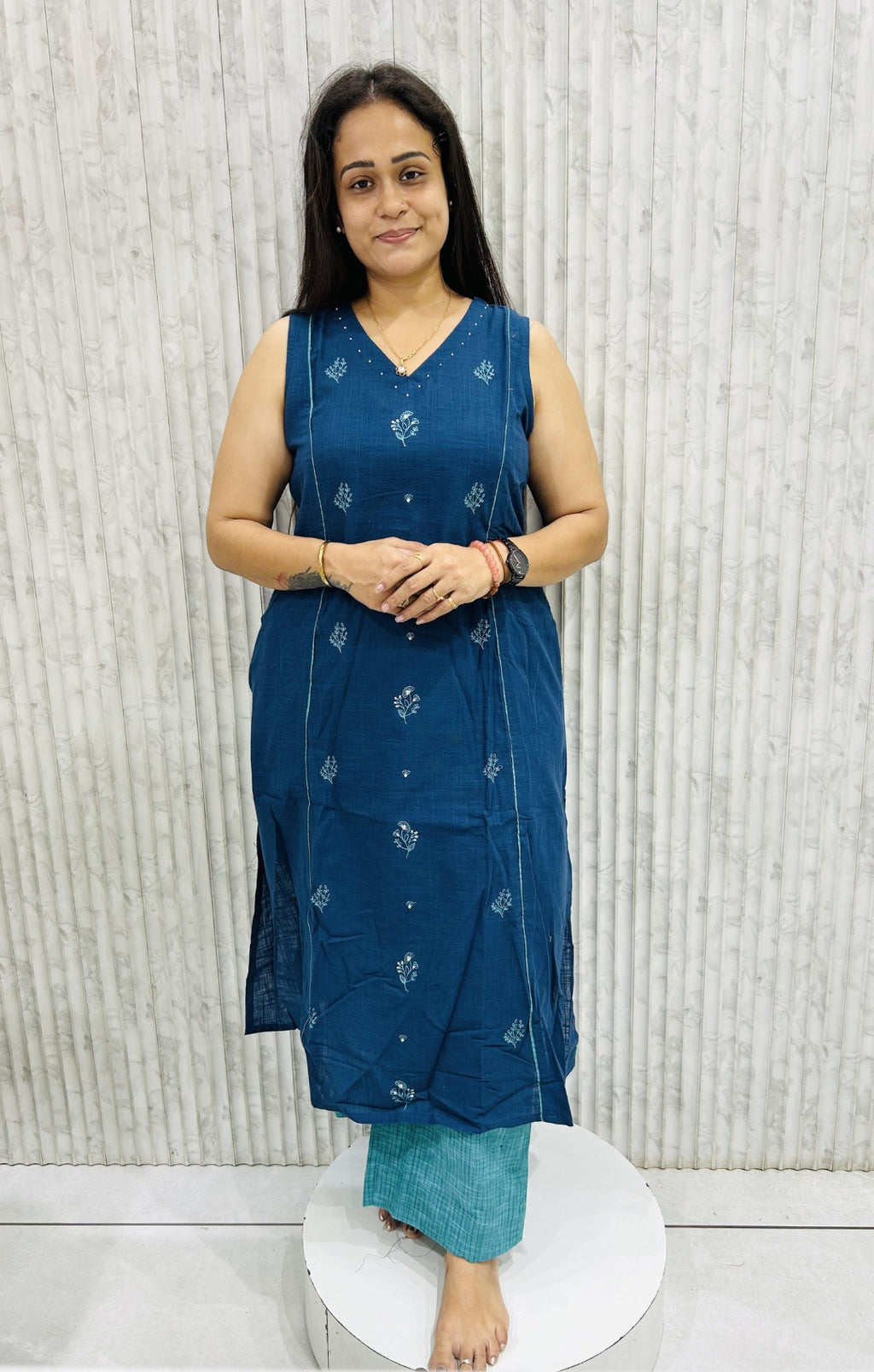 Linen Cotton Blue Two-Piece