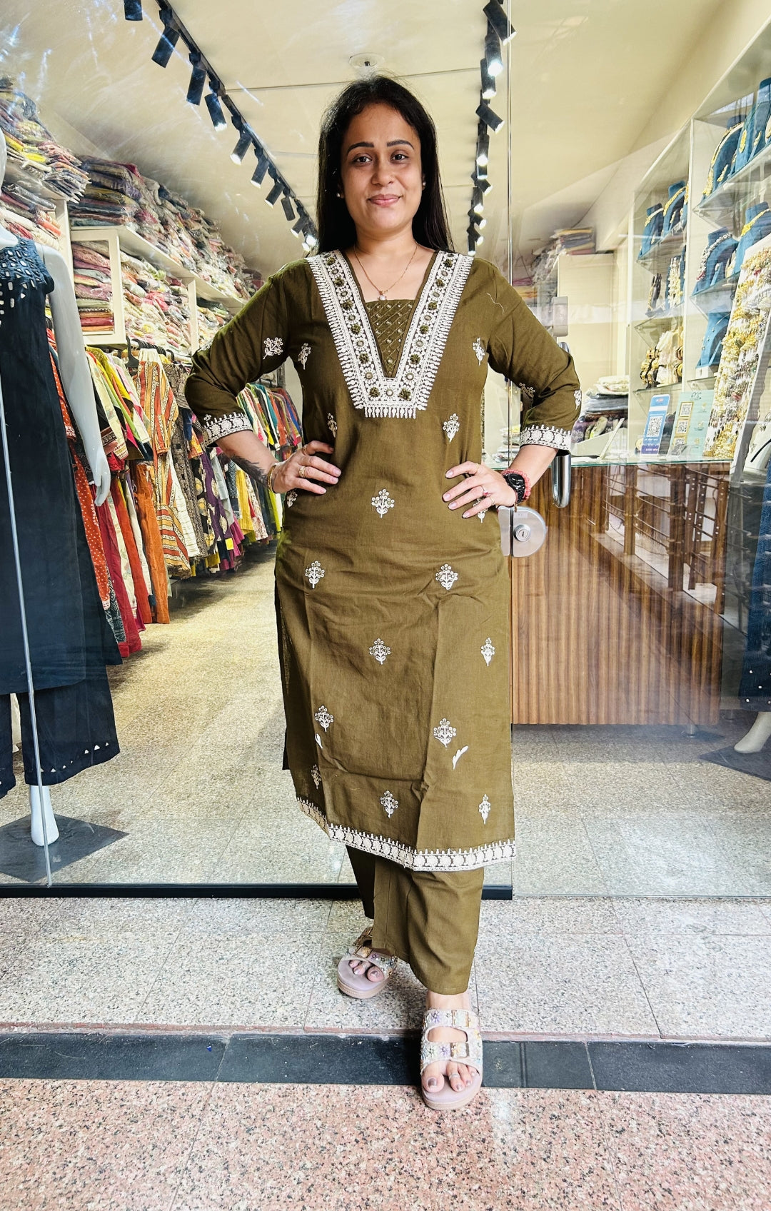 Coffee Straight Kurta with Plazzo
