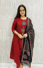 Ajrak Patch Work Cotton Suit