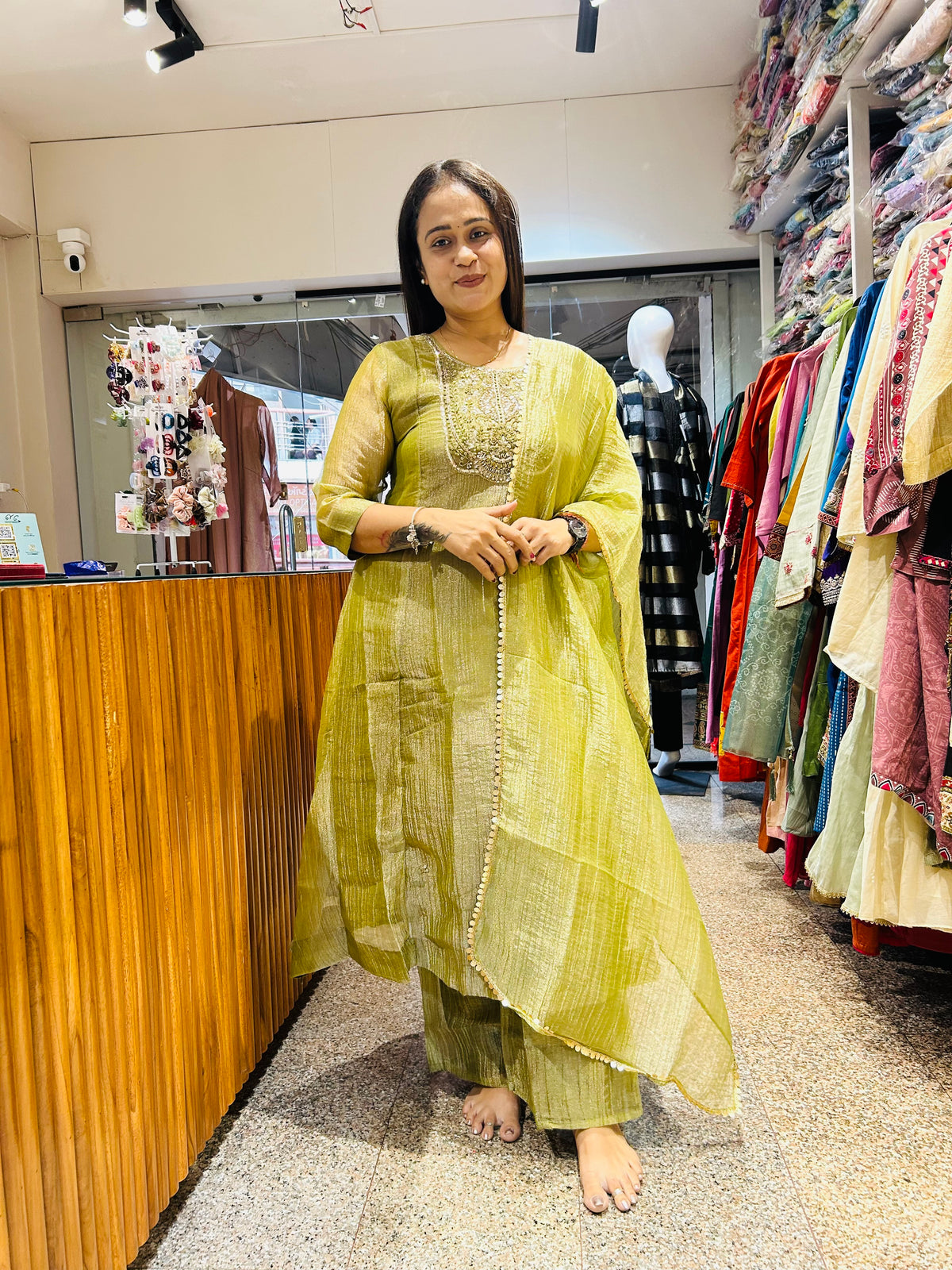 Crush tissue Anarkali suit