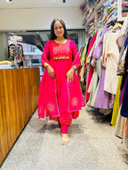 Round work mal chanderi suit