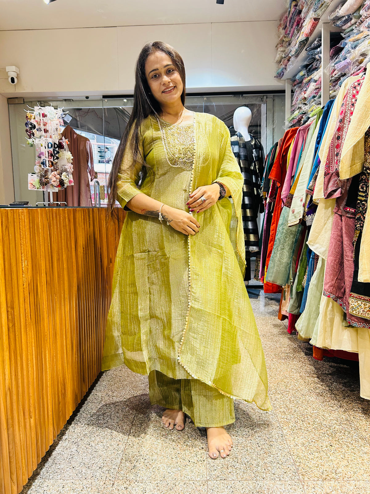 Crush tissue Anarkali suit