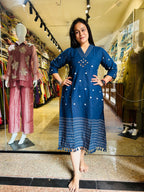 Jamdani mirror work frock