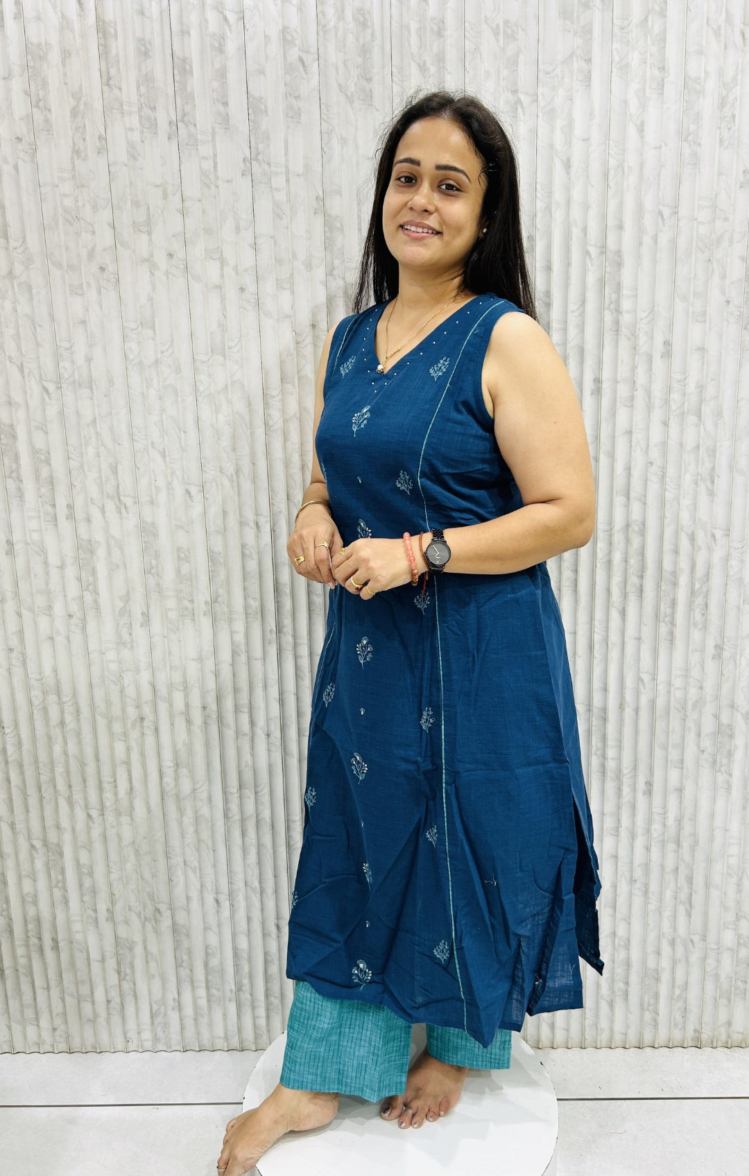 Linen Cotton Blue Two-Piece