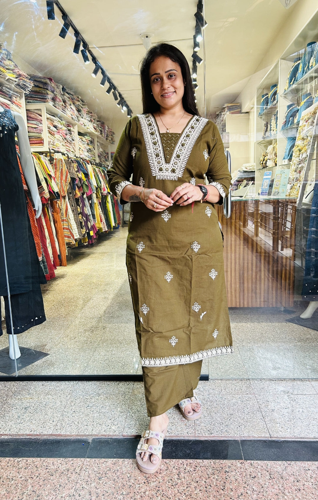 Coffee Straight Kurta with Plazzo