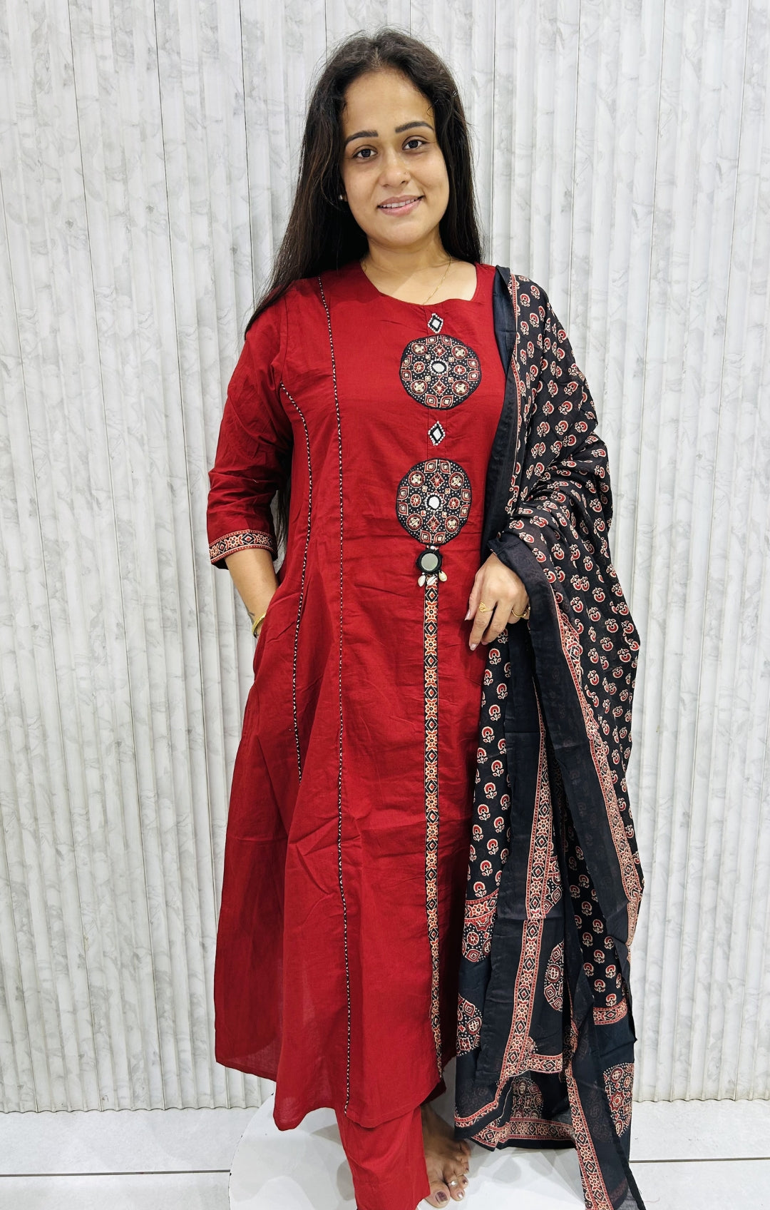 Ajrak Patch Work Cotton Suit