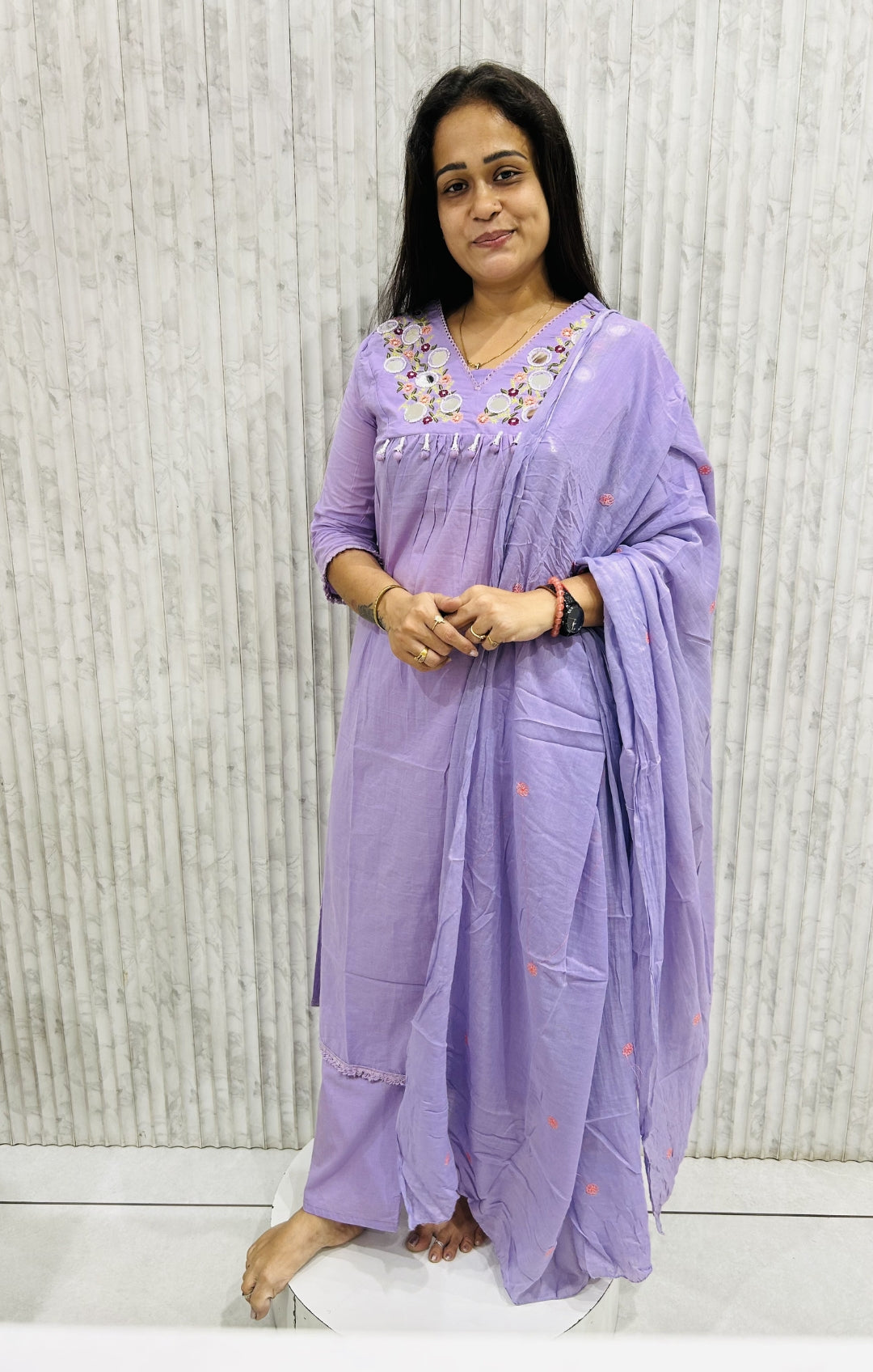 Lavender Mul Cotton Suit
