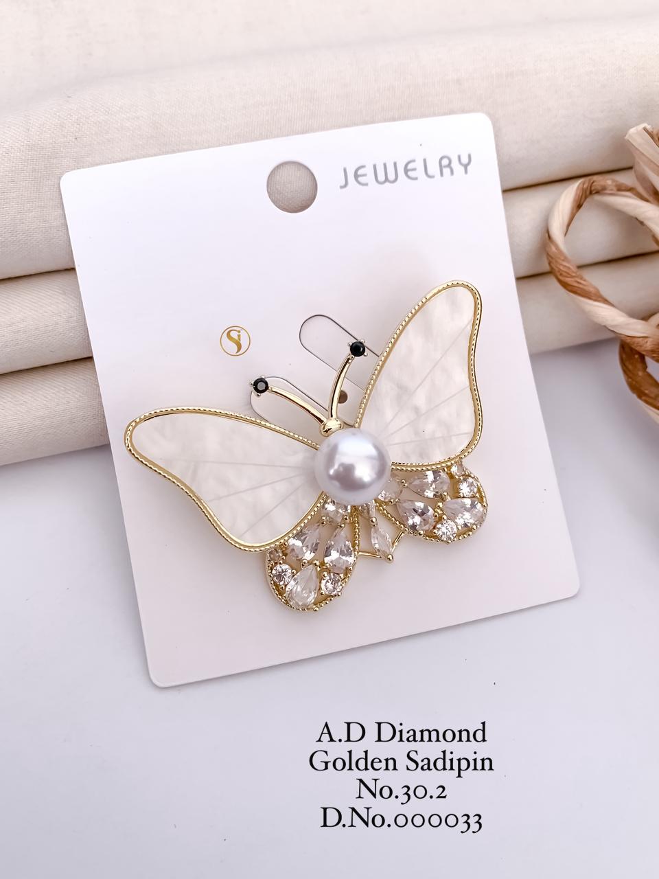 A.D Diamond Golden Saree Pin