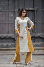 Kiya yellow and white Aline top with palazzo set