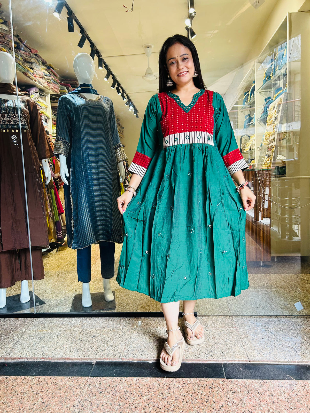 Cotton silk mirror frock