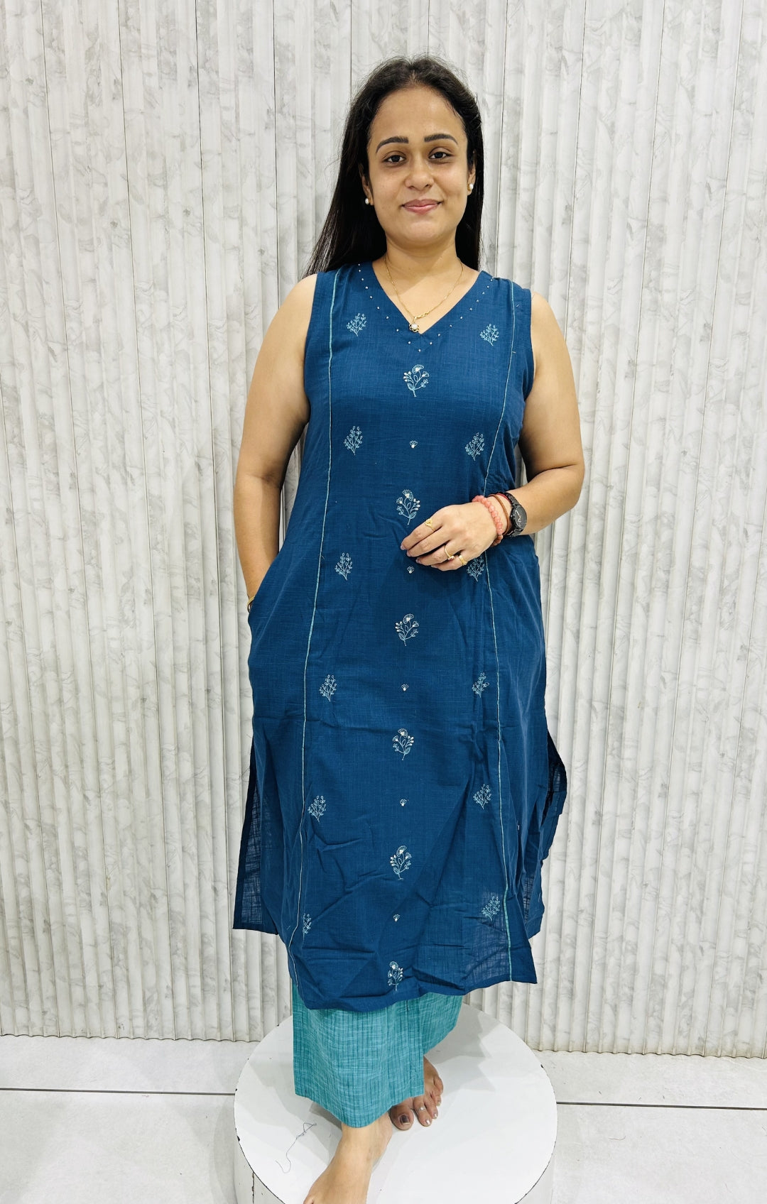 Linen Cotton Blue Two-Piece