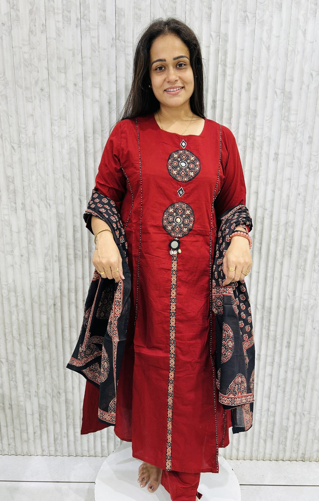 Ajrak Patch Work Cotton Suit