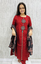 Ajrak Patch Work Cotton Suit
