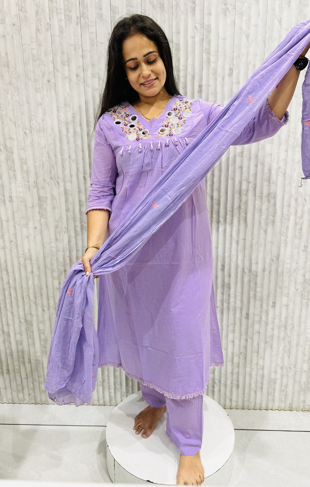 Lavender Mul Cotton Suit