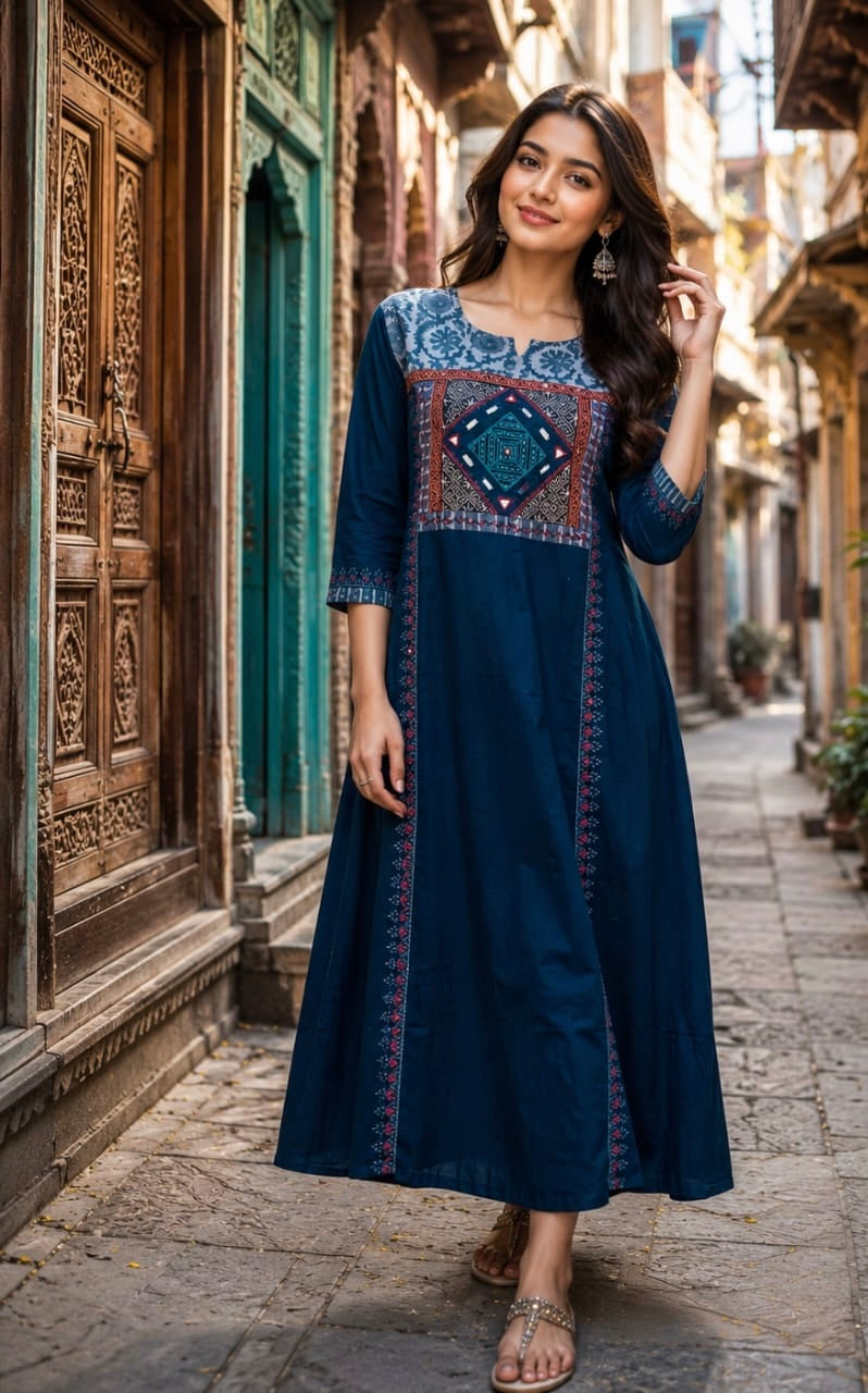Gamthi Cotton Aline Kurti with Plazzo