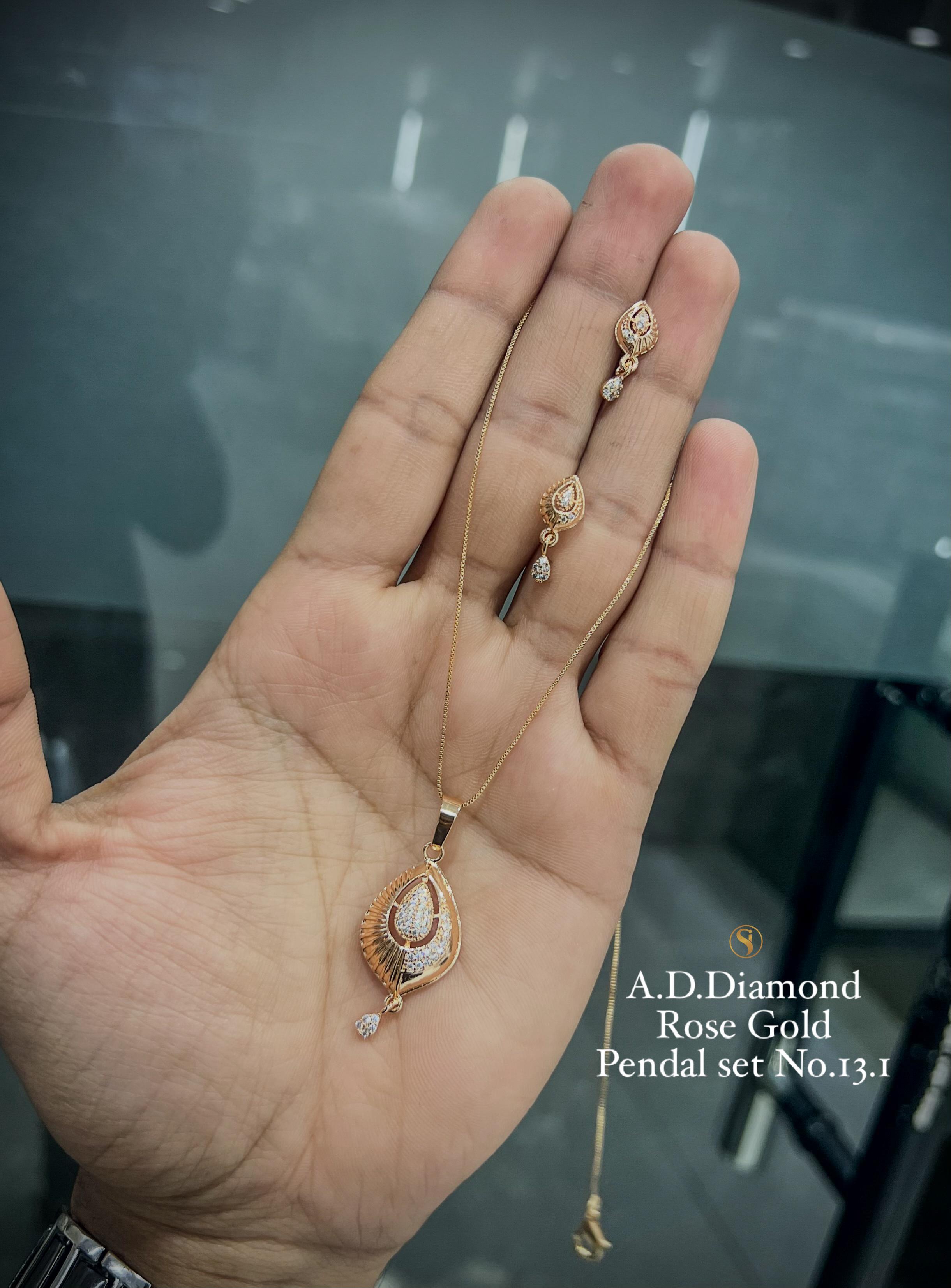 A.D.Diamond Rose Gold Pendal Set
