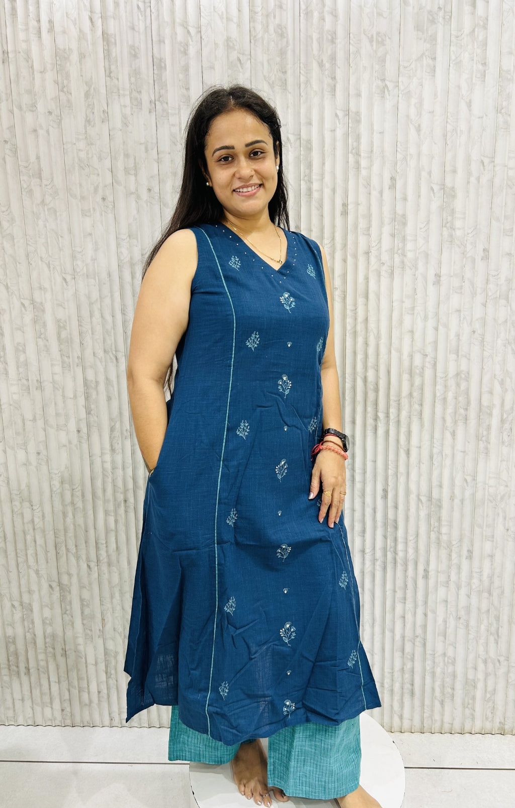 Linen Cotton Blue Two-Piece