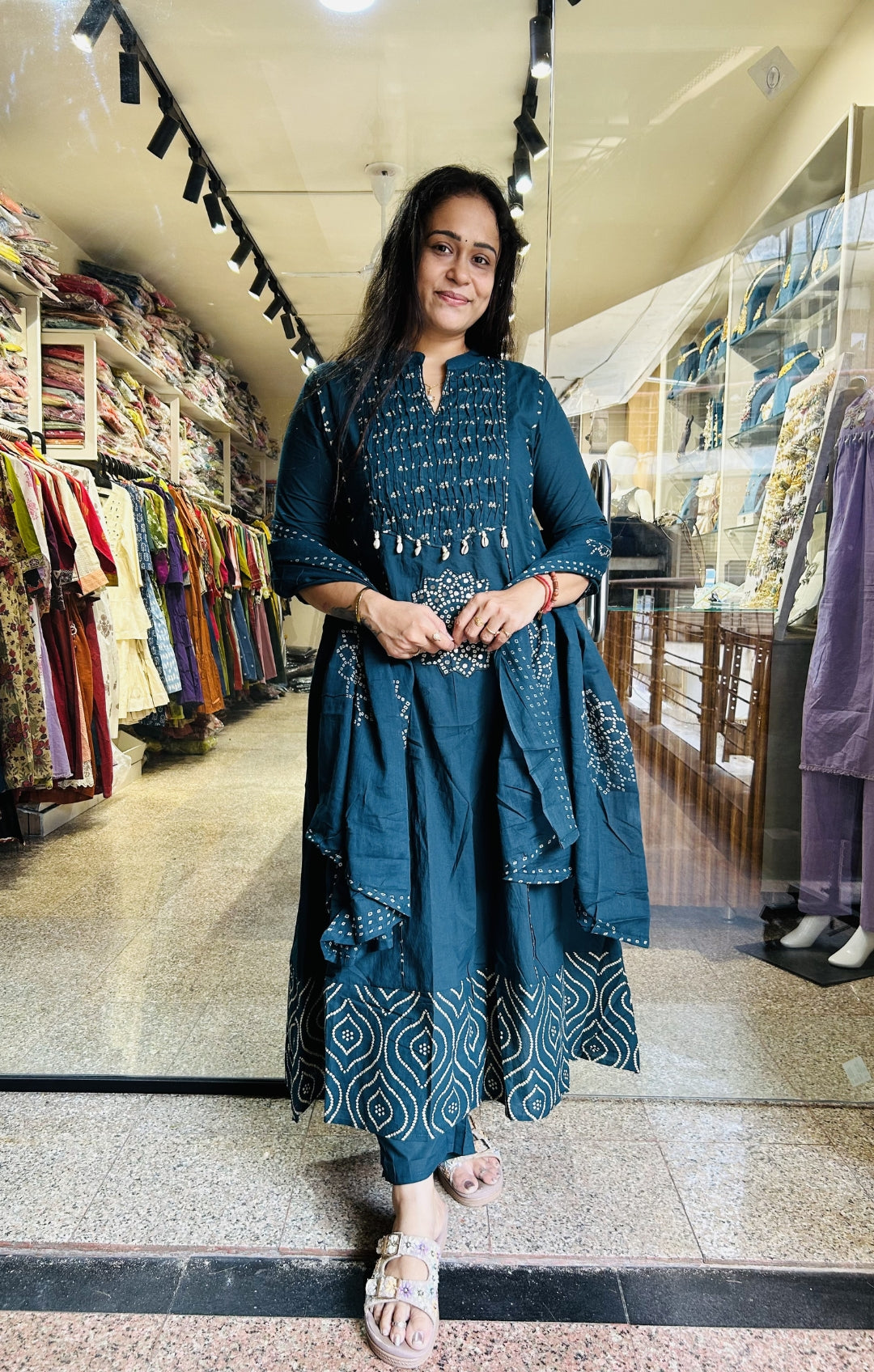 Bandhni Mul Cotton Suit