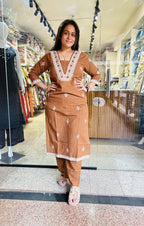 Coffee Straight Kurta with Plazzo
