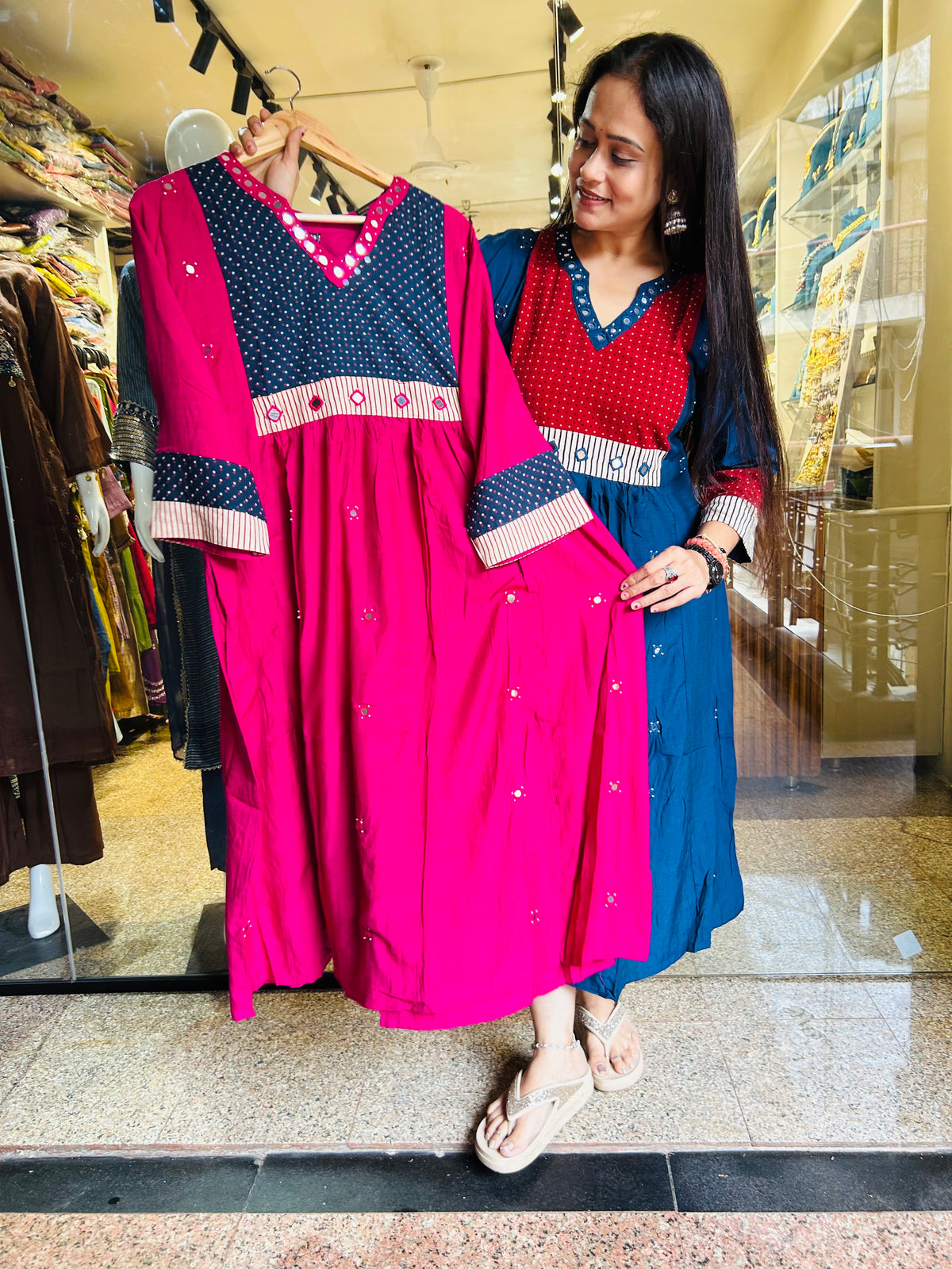 Cotton silk mirror frock