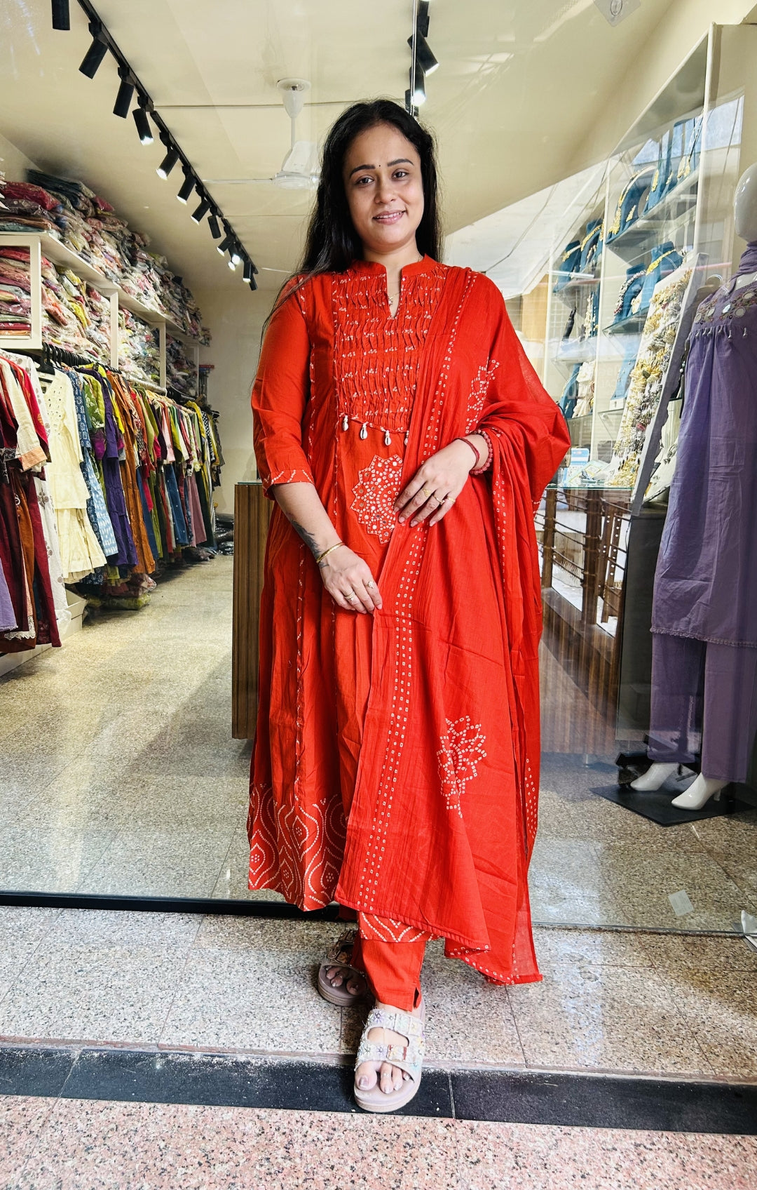 Bandhni Mul Cotton Suit
