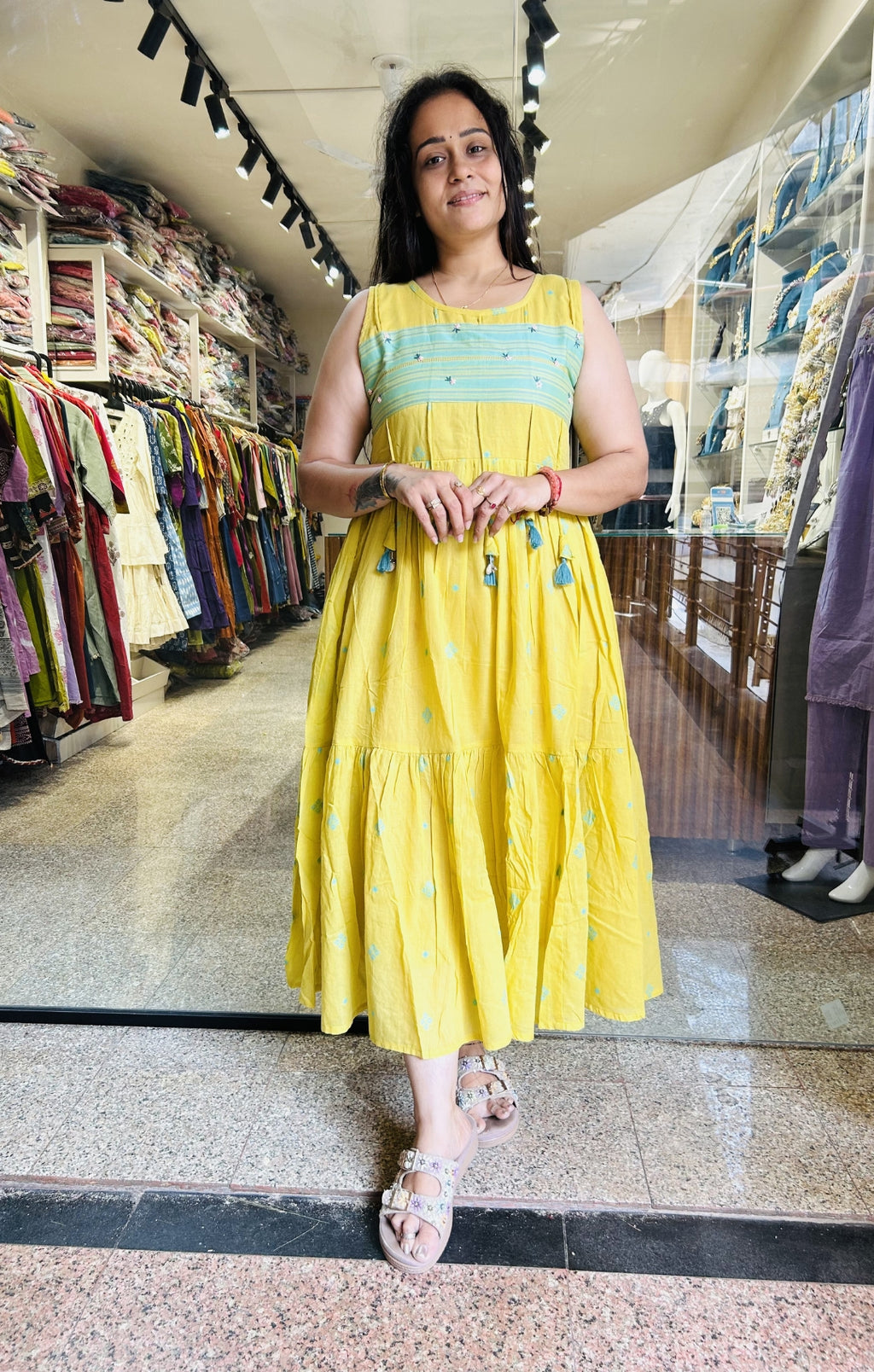Yellow Jamdani One Piece
