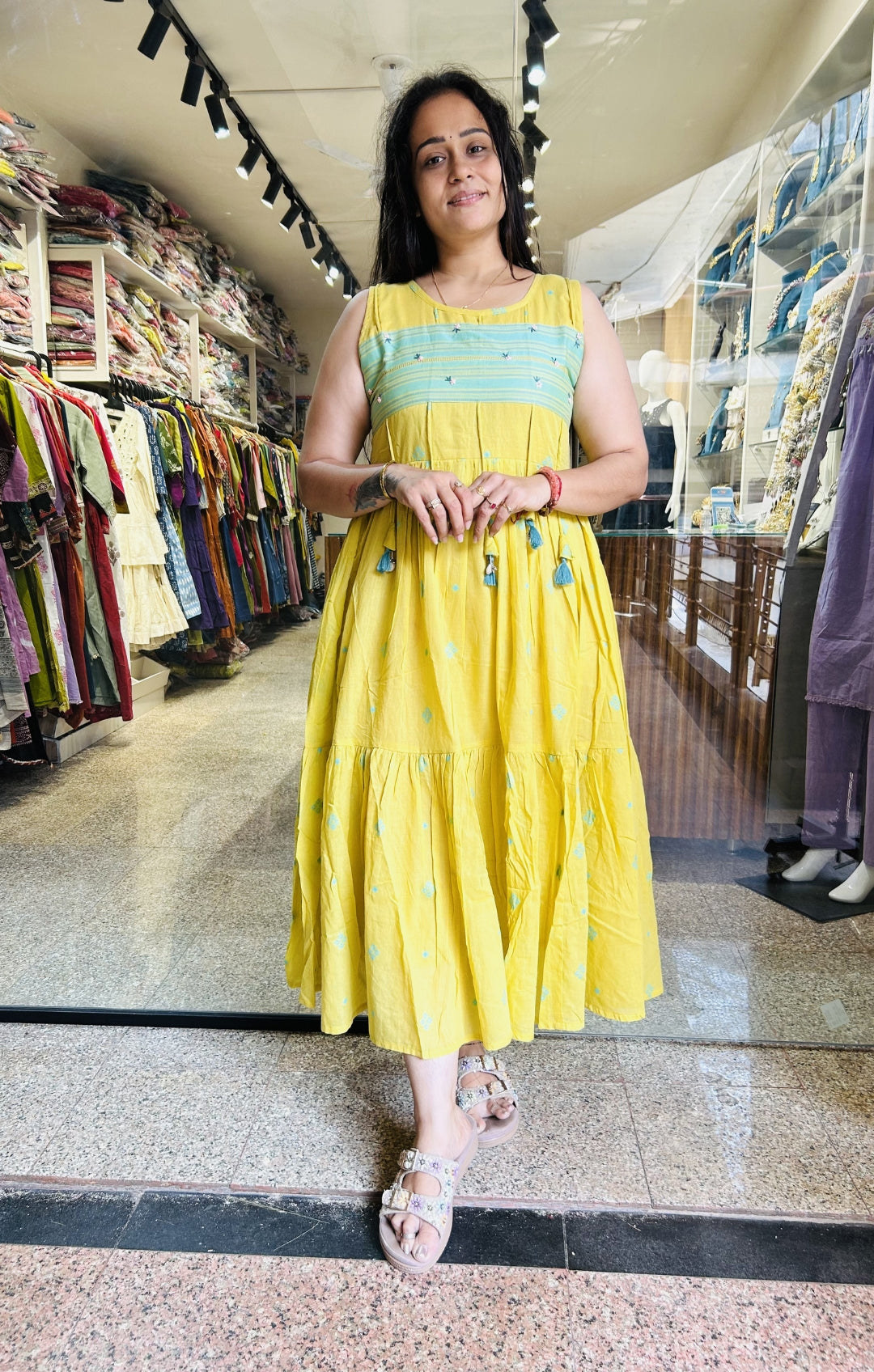 Yellow Jamdani One Piece