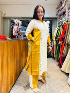 Kiya yellow and white Aline top with palazzo set