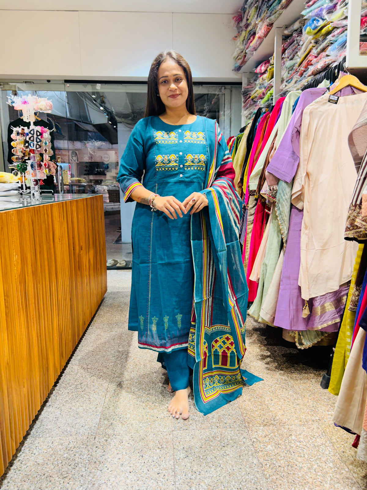 Pure cotton Aline cut suit