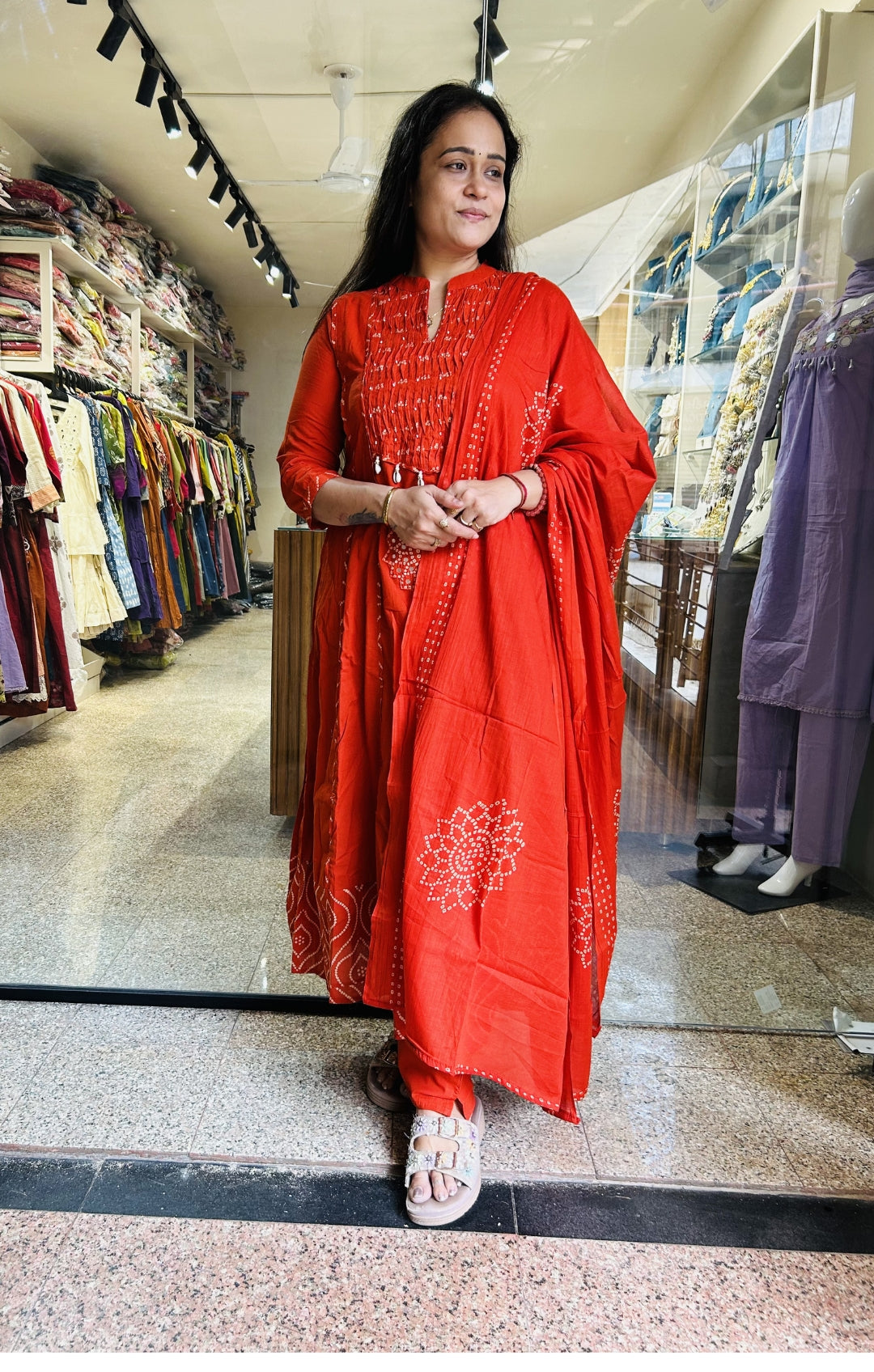Bandhni Mul Cotton Suit
