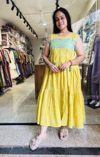 Yellow Jamdani One Piece
