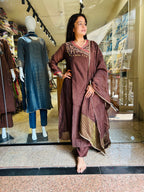 Beauty brown Pure mal Chanderi suit