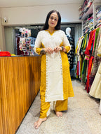 Kiya yellow and white Aline top with palazzo set