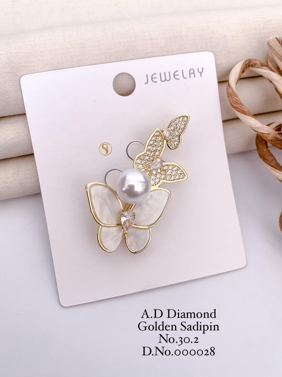 A.D.Diamond Golden Saree Pin