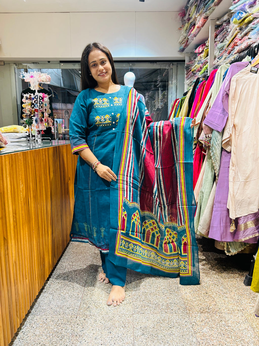 Pure cotton Aline cut suit