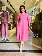 Jamdani mirror work frock