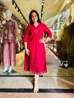 Jamdani mirror work frock