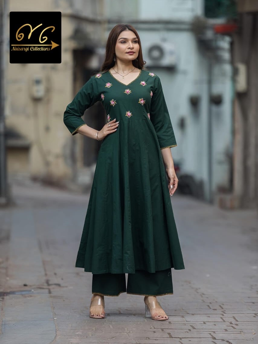 Tadka Green Anarkali Two-Piece