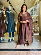 Beauty brown Pure mal Chanderi suit
