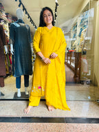 Yellow mal chanderi suit