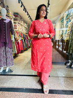 Handloom Rabari Work A line top with Plazzo Set