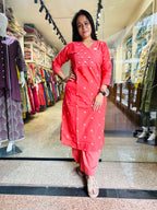Handloom Rabari Work A line top with Plazzo Set