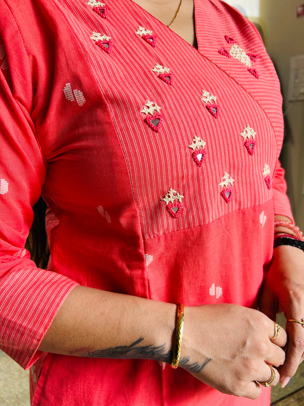Handloom Rabari Work A line top with Plazzo Set